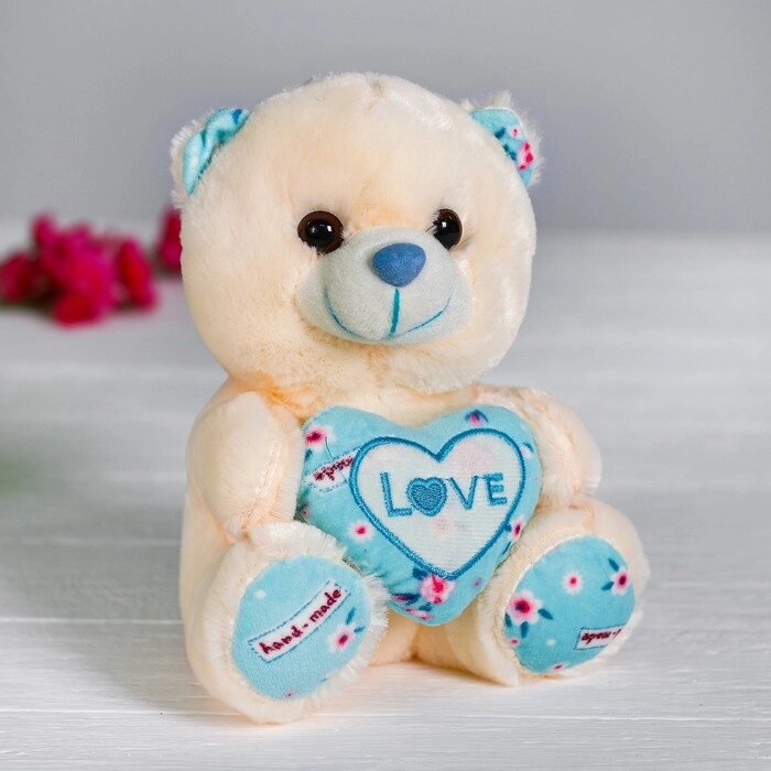 Мягкая игрушка «Мишка с сердцем», цвет голубой от компании Интернет - магазин Flap - фото 1
