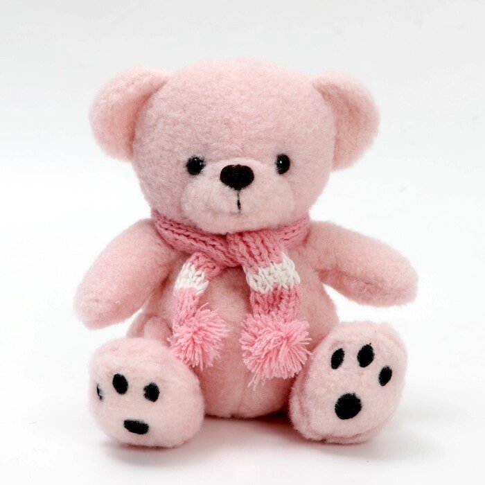 Мягкая игрушка «Мишка в шарфике», цвет розовый от компании Интернет - магазин Flap - фото 1