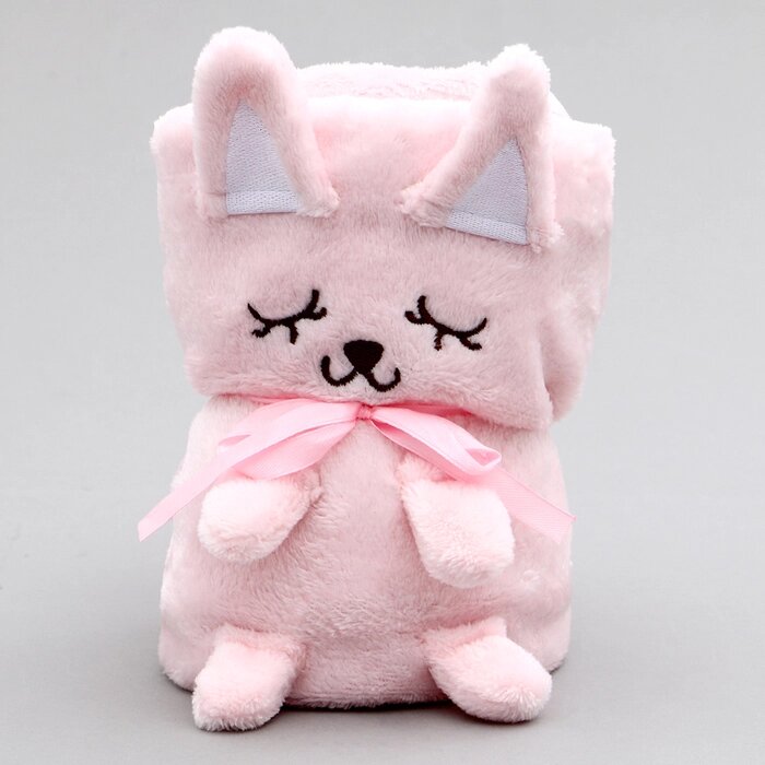 Мягкая игрушка-плед «Котик», 20 см, цвет розовый от компании Интернет - магазин Flap - фото 1