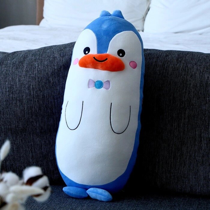 Мягкая игрушка-подушка «Пингвин с бантиком», 50 см, цвет бело-голубой от компании Интернет - магазин Flap - фото 1