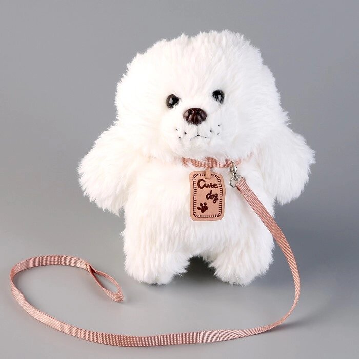 Мягкая игрушка «Щеночек» с поводком, 24 см, белый от компании Интернет - магазин Flap - фото 1