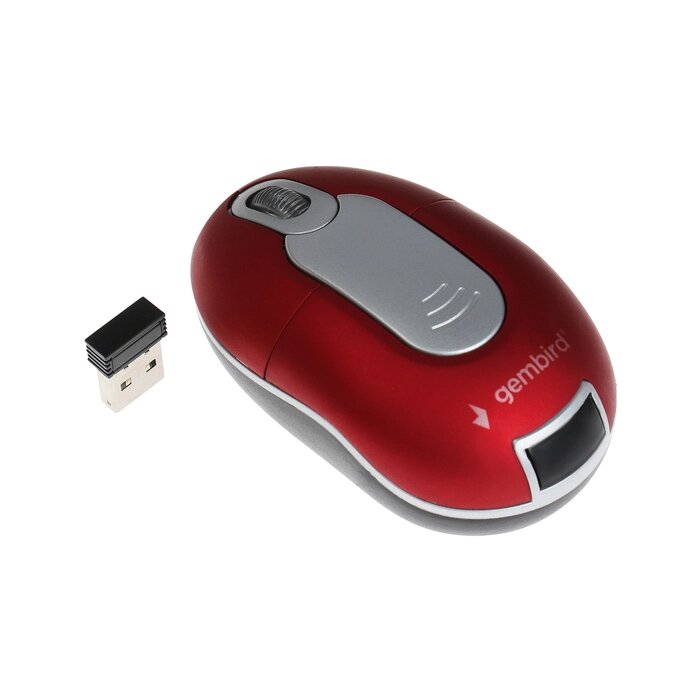 Мышь Gembird MUSW-605, беспроводная, оптическая, 1200 dpi, 2хAAA, USB, красная от компании Интернет - магазин Flap - фото 1