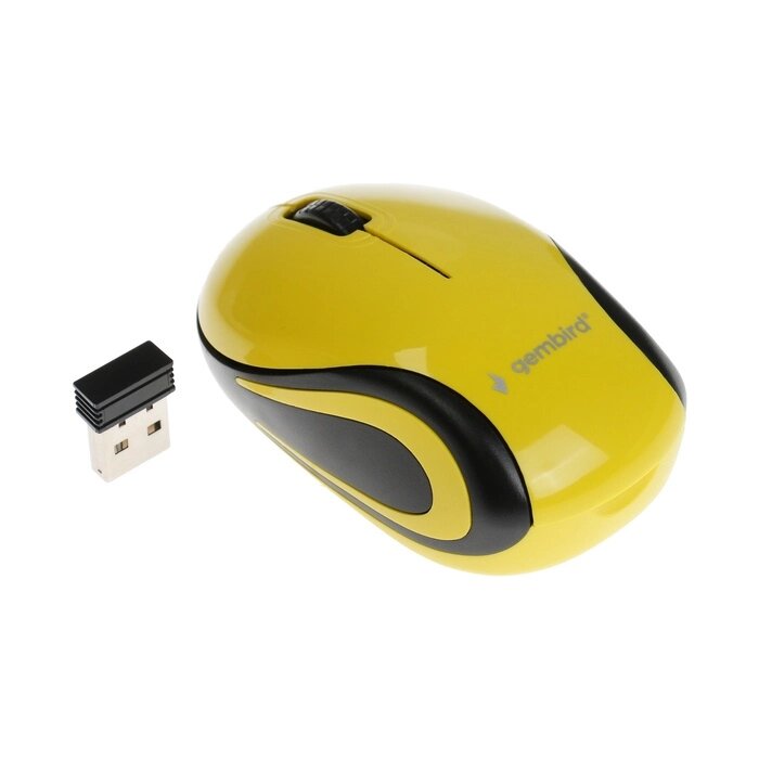 Мышь Gembird MUSW-615, беспроводная, оптическая, 1200 dpi, 1хAAA, USB, желтая от компании Интернет - магазин Flap - фото 1