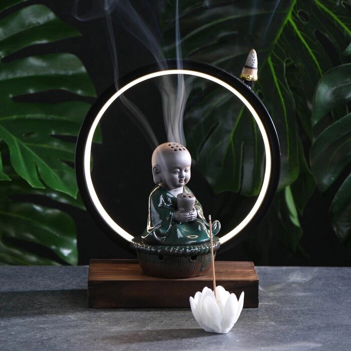 Набор благовоний на подставке "Будда" 23х20см, с подсветкой USB от компании Интернет - магазин Flap - фото 1