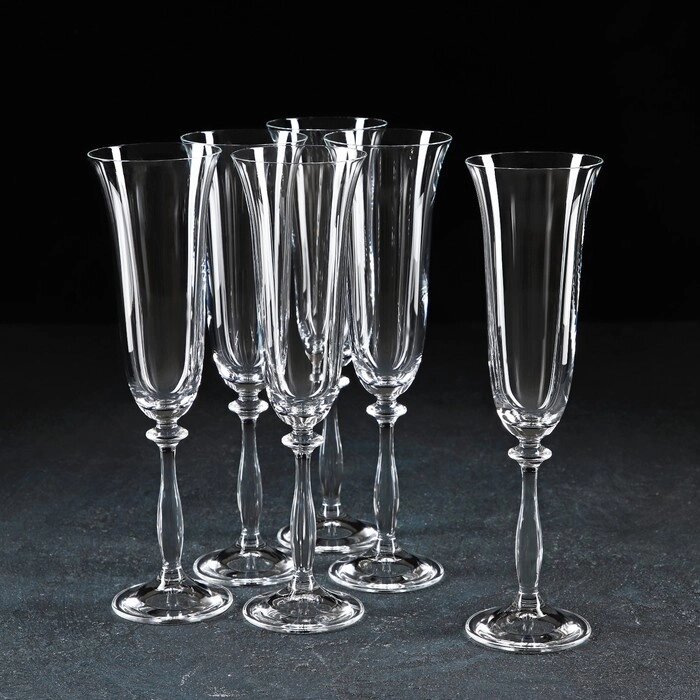 Набор бокалов для шампанского Bohemia Crystal «Анжела», 190 мл, 6 шт от компании Интернет - магазин Flap - фото 1