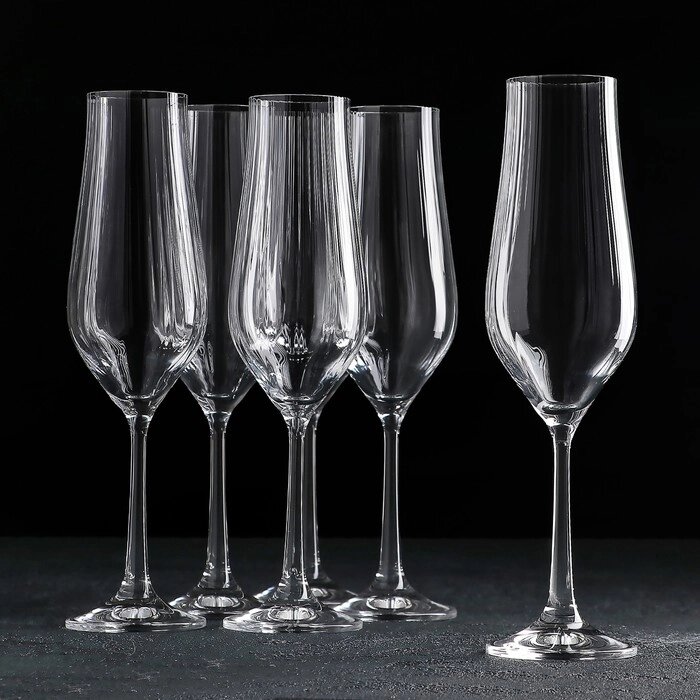 Набор бокалов для шампанского Bohemia Crystal «Тулипа», 170 мл, 6 шт от компании Интернет - магазин Flap - фото 1