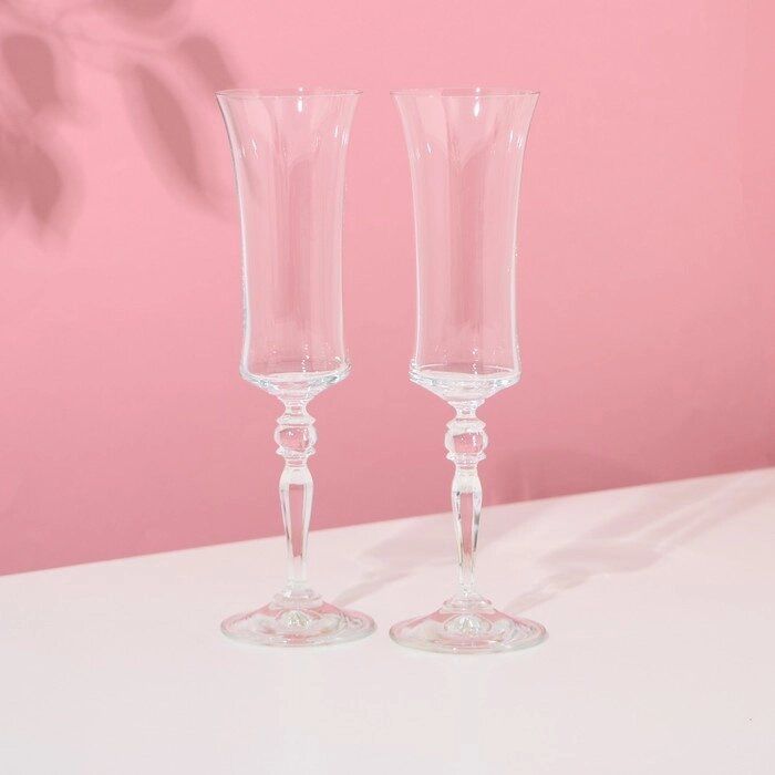 Набор бокалов для шампанского «Грация», 2 шт, 190 мл, хрустальное стекло от компании Интернет - магазин Flap - фото 1