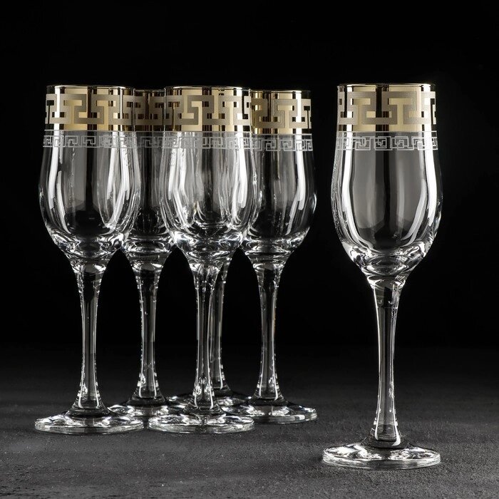 Набор бокалов для шампанского «Греческий узор», 200 мл, 6 шт от компании Интернет - магазин Flap - фото 1