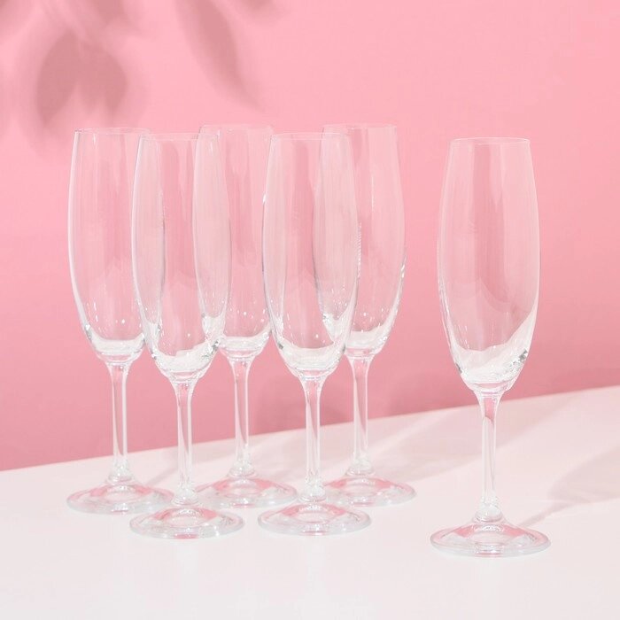 Набор бокалов для шампанского «Лара», 220 мл, 6 шт от компании Интернет - магазин Flap - фото 1