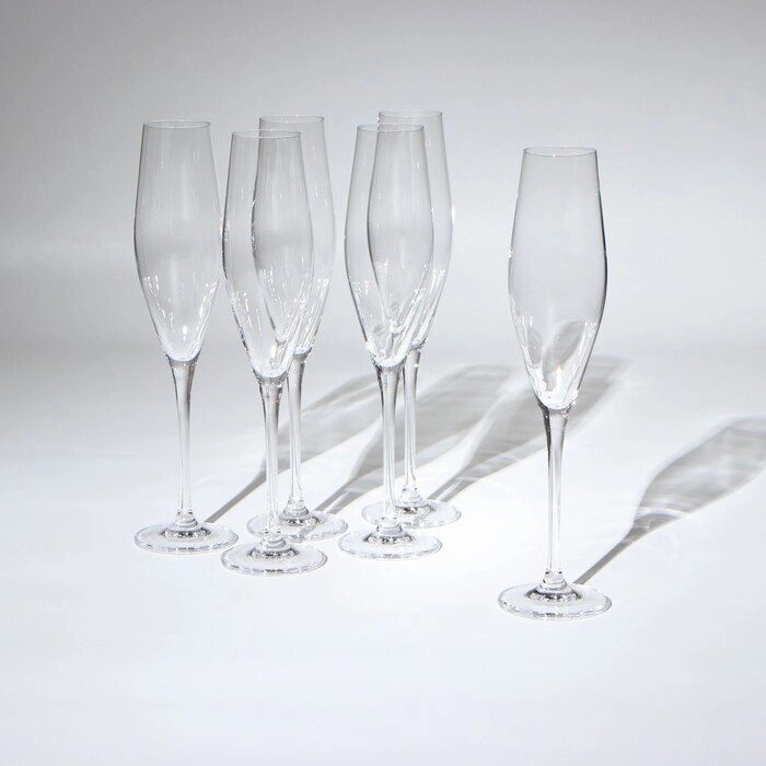 Набор бокалов для шампанского Loxia, стеклянный, 210 мл, 6 шт от компании Интернет - магазин Flap - фото 1