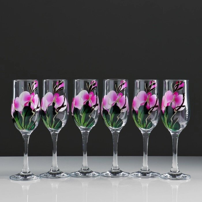 Набор бокалов для шампанского "Орхидея"  6 шт, 180 мл от компании Интернет - магазин Flap - фото 1