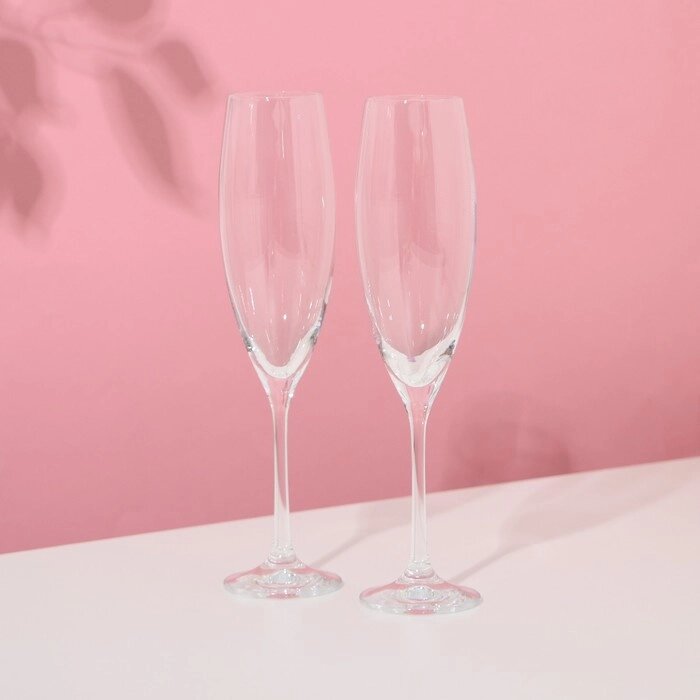 Набор бокалов для шампанского «София», 2 шт, 230 мл, хрустальное стекло от компании Интернет - магазин Flap - фото 1