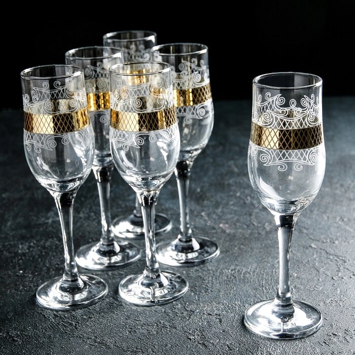 Набор бокалов для шампанского «Винтаж», 200 мл, 6 шт от компании Интернет - магазин Flap - фото 1