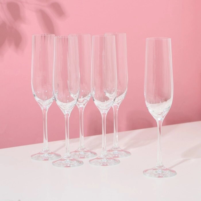 Набор бокалов для шампанского «Виола», 6 шт, 190 мл, хрустальное стекло от компании Интернет - магазин Flap - фото 1