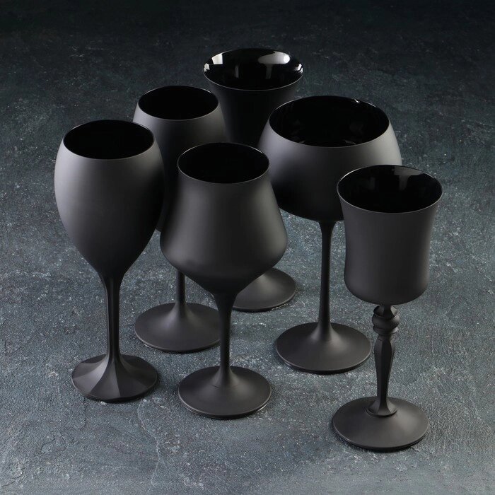 Набор бокалов для вина «Магнолия», 350 мл, цвет чёрный от компании Интернет - магазин Flap - фото 1