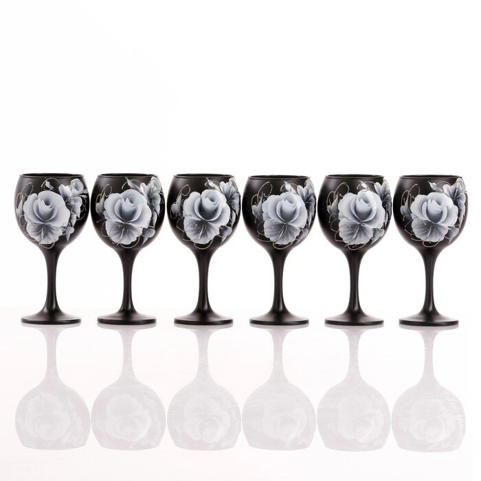 Набор бокалов для вина "Розы" 6 шт, 220 мл, микс от компании Интернет - магазин Flap - фото 1