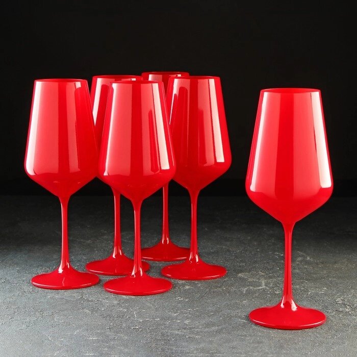 Набор бокалов для вина «Сандра», 450 мл, 6 шт, цвет красный от компании Интернет - магазин Flap - фото 1