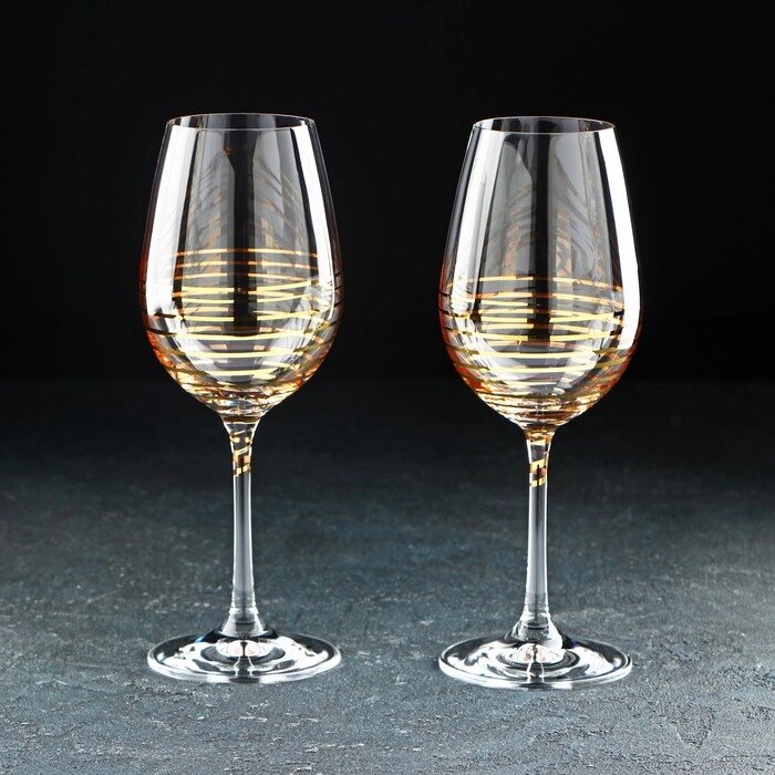Набор бокалов для вина «Золотая спираль», 350 мл, 2 шт от компании Интернет - магазин Flap - фото 1