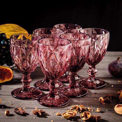 Набор бокалов из стекла Magistro «Круиз», 250 мл, 815,3 см, 6 шт, цвет розовый