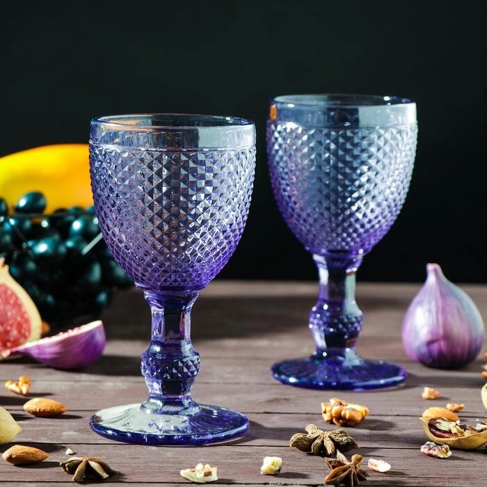 Набор бокалов из стекла Magistro «Вилеро», 280 мл, 2 шт, цвет фиолетовый от компании Интернет - магазин Flap - фото 1