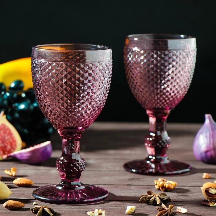 Набор бокалов из стекла Magistro «Вилеро», 280 мл, 2 шт, цвет розовый от компании Интернет - магазин Flap - фото 1