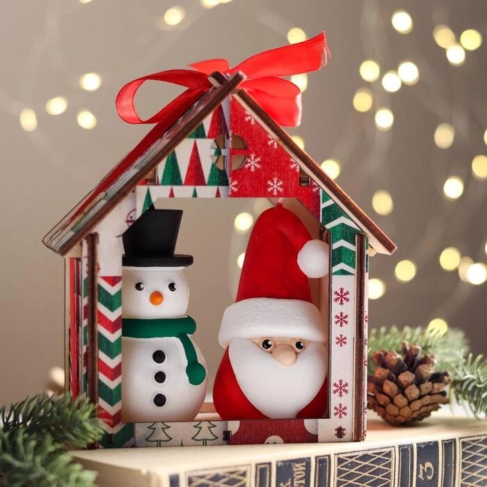 Набор декоративных свечей в коробке "Санта и Снеговик", 2 штуки, 13,5х12х6,3 см от компании Интернет - магазин Flap - фото 1