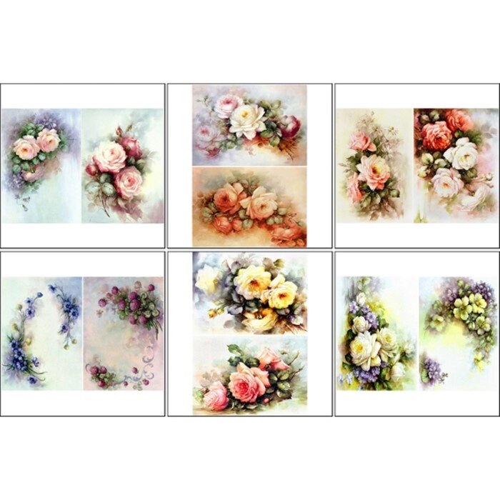 Набор декупажных карт 6 шт «Винтажные цветы» от компании Интернет - магазин Flap - фото 1