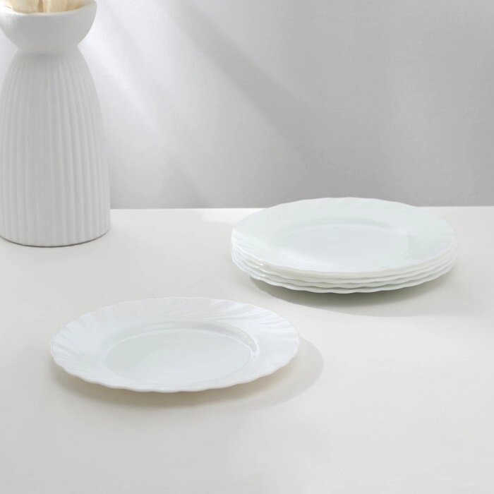 Набор десертных тарелок Luminarc TRIANON, d=20 см, стеклокерамика, 6 шт, цвет белый от компании Интернет - магазин Flap - фото 1