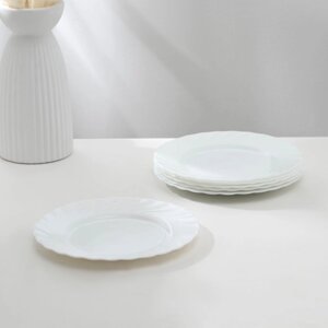 Набор десертных тарелок Luminarc TRIANON, d=20 см, стеклокерамика, 6 шт, цвет белый