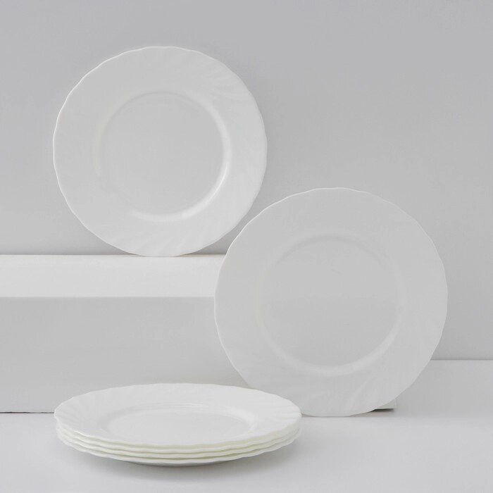 Набор десертных тарелок Luminarc Trianon, d=20 см, стеклокерамика, 6 шт, цвет белый от компании Интернет - магазин Flap - фото 1