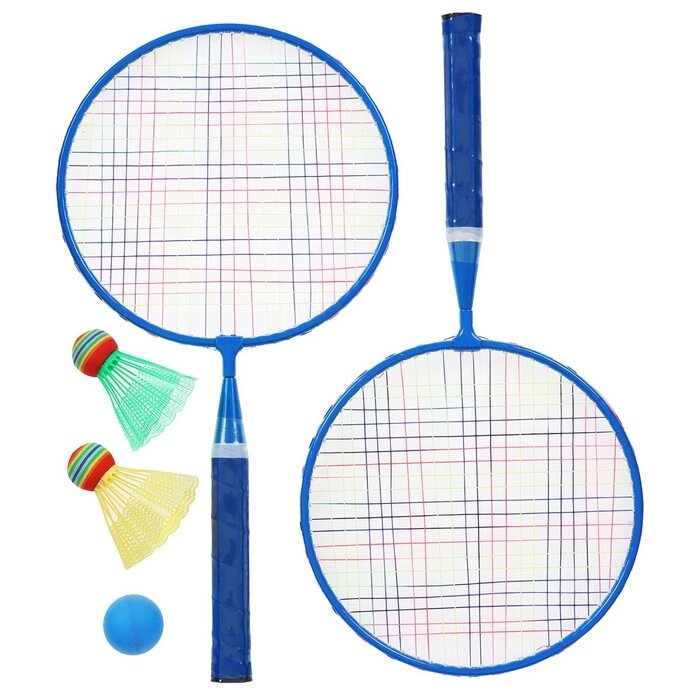 Набор для бадминтона ONLYTOP: 2 ракетки, 2 волана, мяч, цвета МИКС от компании Интернет - магазин Flap - фото 1