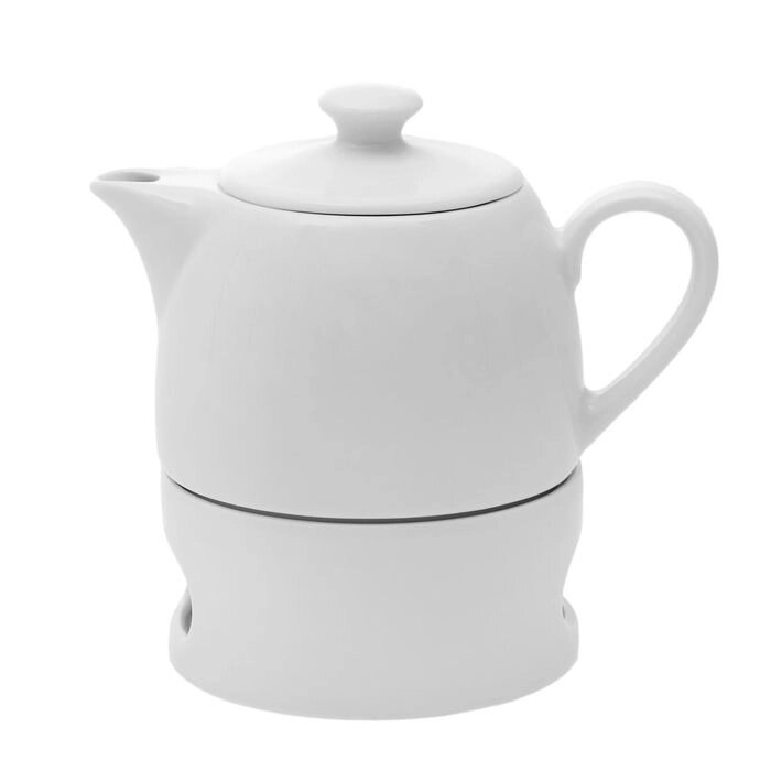 Набор для чая фарфоровый «Практик», 2 предмета: чайник 400 мл с подогревом от компании Интернет - магазин Flap - фото 1