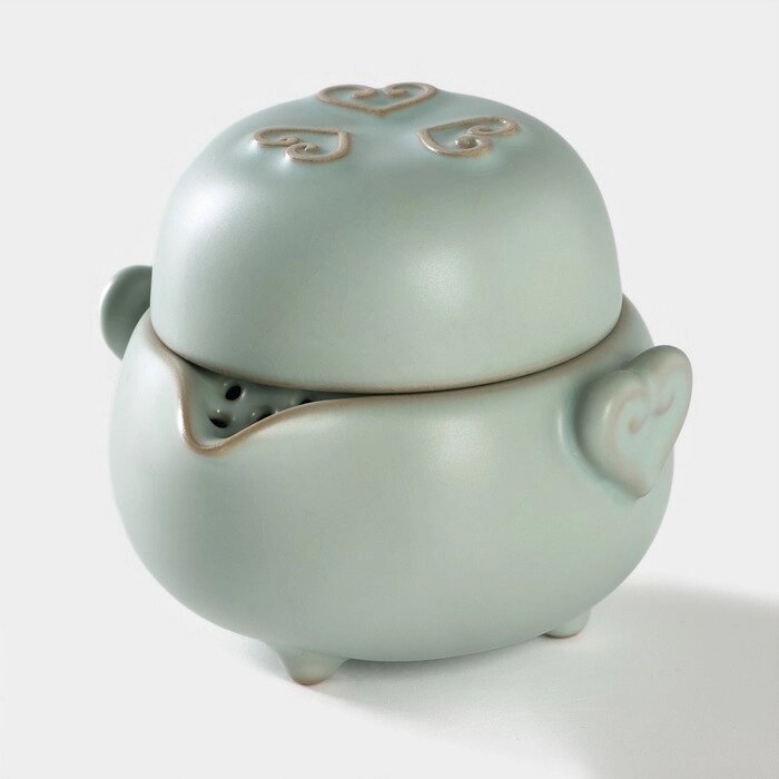 Набор для чайной церемонии керамический «Тясицу», 2 предмета: чайник 200 мл, чашка 100 мл, цвет голубой от компании Интернет - магазин Flap - фото 1
