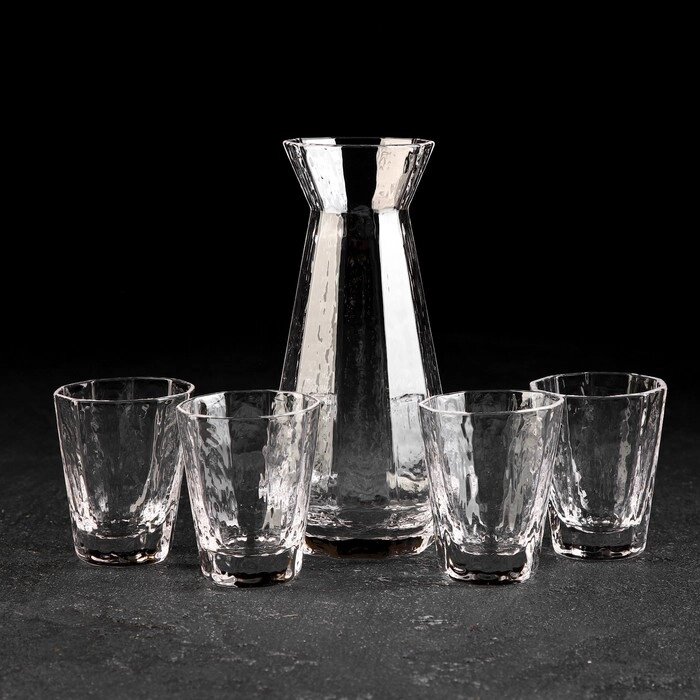 Набор для напитков из стекла «Иней», 5 предметов: графин 300 мл, 4 стакана 70 мл от компании Интернет - магазин Flap - фото 1