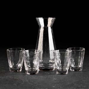 Набор для напитков из стекла «Иней», 5 предметов: графин 300 мл, 4 стакана 70 мл