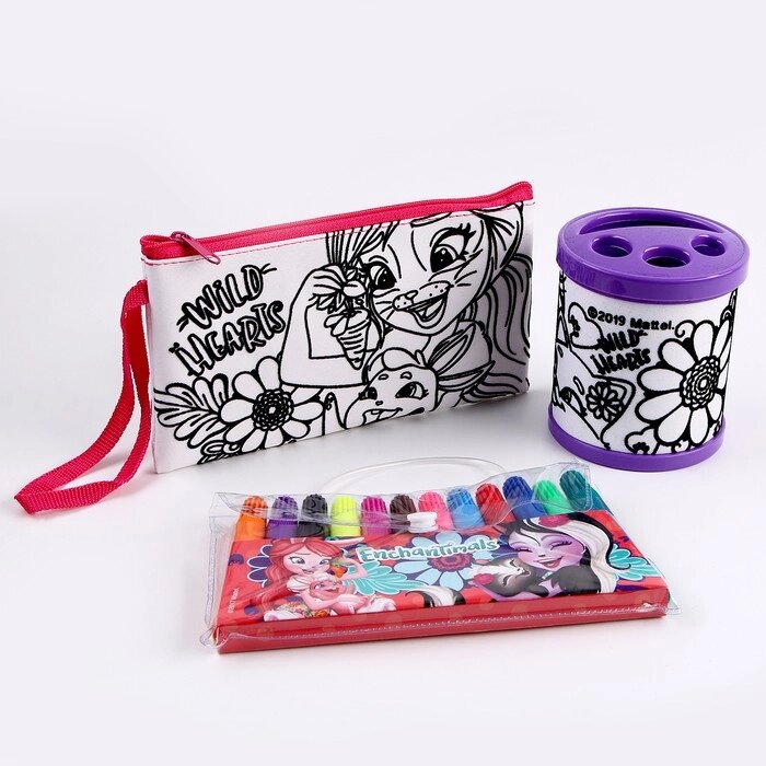 Набор для раскрашивания «Enchantimals», сумочка 19  10 см, фломастеры 12 цветов от компании Интернет - магазин Flap - фото 1