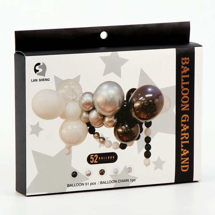 Набор для создания композиций из воздушных шаров, набор 52 шт., белый, серебро, черный от компании Интернет - магазин Flap - фото 1