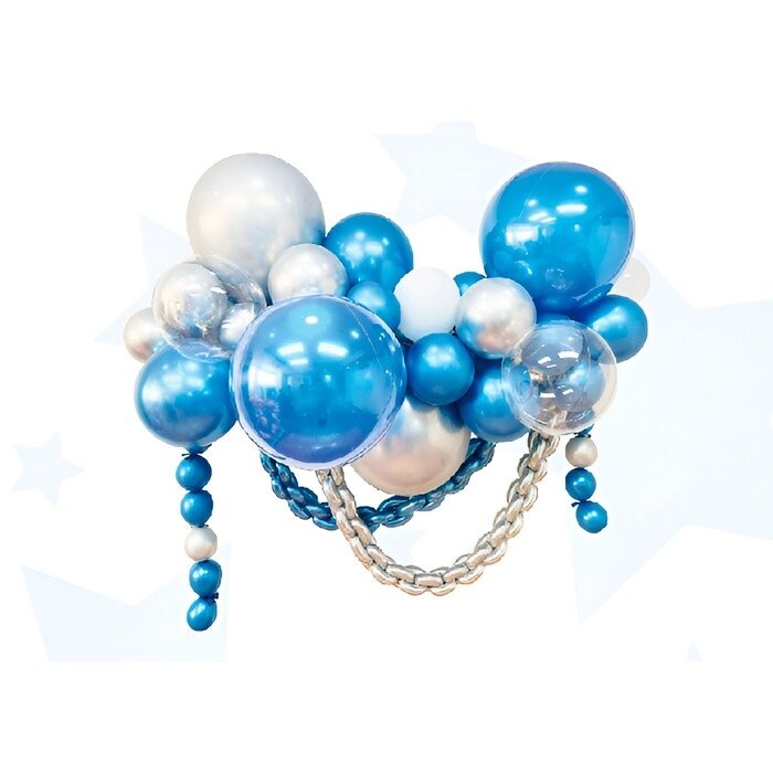 Набор для создания композиций из воздушных шаров, набор 52 шт., синий, серебро от компании Интернет - магазин Flap - фото 1