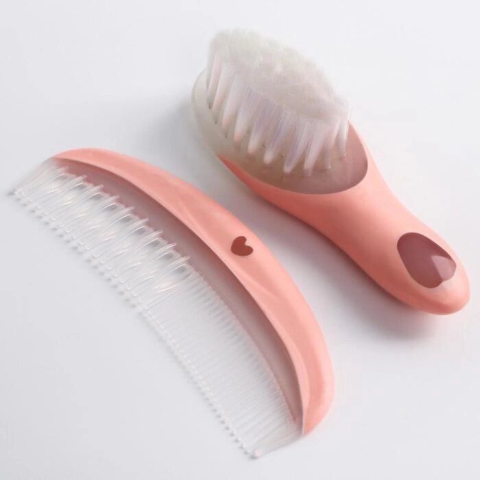 Набор для ухода за волосами «Зайка Полли», расческа и щетка, цвет розовый от компании Интернет - магазин Flap - фото 1