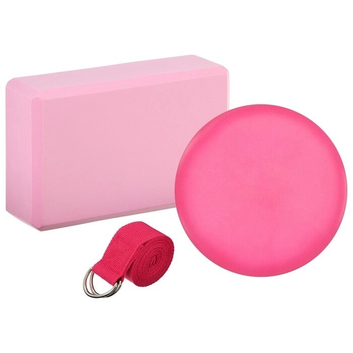 Набор для йоги Sangh: блок, ремень, мяч, цвет розовый от компании Интернет - магазин Flap - фото 1