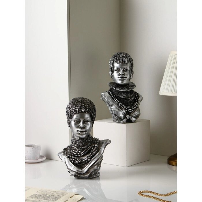 Набор Фигур "Бюст женщины", полистоун, 37 см, серебро, Иран, 1 сорт от компании Интернет - магазин Flap - фото 1