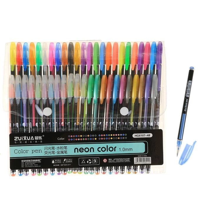 Набор гелевых ручек, 48 цвета, корпус с рисунком, в блистере на кнопке от компании Интернет - магазин Flap - фото 1