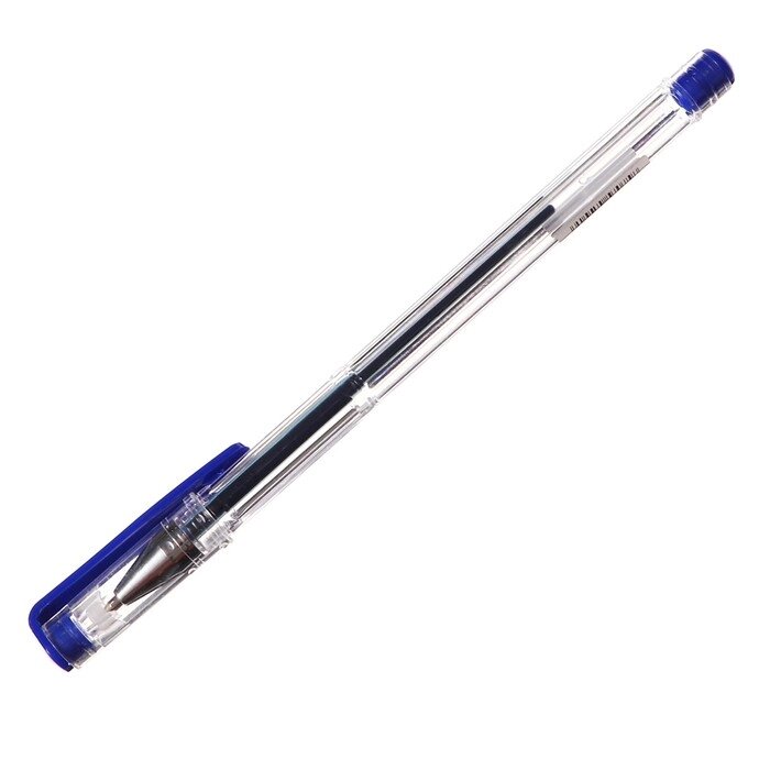 Набор гелевых ручек 50 штук, 0.5 мм, синий стержень, прозрачный корпус, штрихкод на штуке от компании Интернет - магазин Flap - фото 1