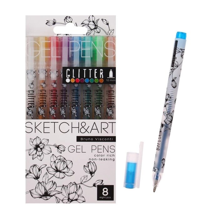 Набор гелевых ручек 8 цветов SKETCH&ART Uni Write. GLITTER, 1,0 мм от компании Интернет - магазин Flap - фото 1