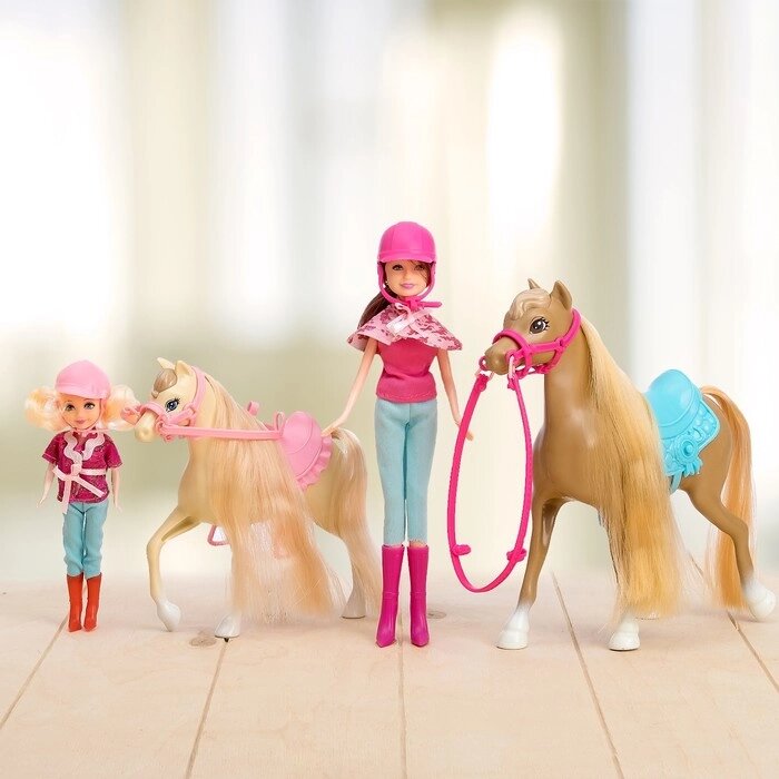 Набор игровой «Конная прогулка»: 2 куклы и 2 лошадки от компании Интернет - магазин Flap - фото 1