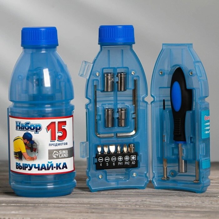 Набор инструментов в бутылке «Выручай Ка», универсальный, 15 предметов от компании Интернет - магазин Flap - фото 1