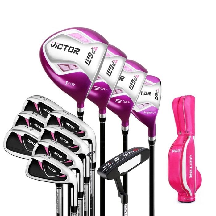 Набор клюшек для гольфа "Victor" PGM, 12 шт, для девушек, сумка в комплекте от компании Интернет - магазин Flap - фото 1