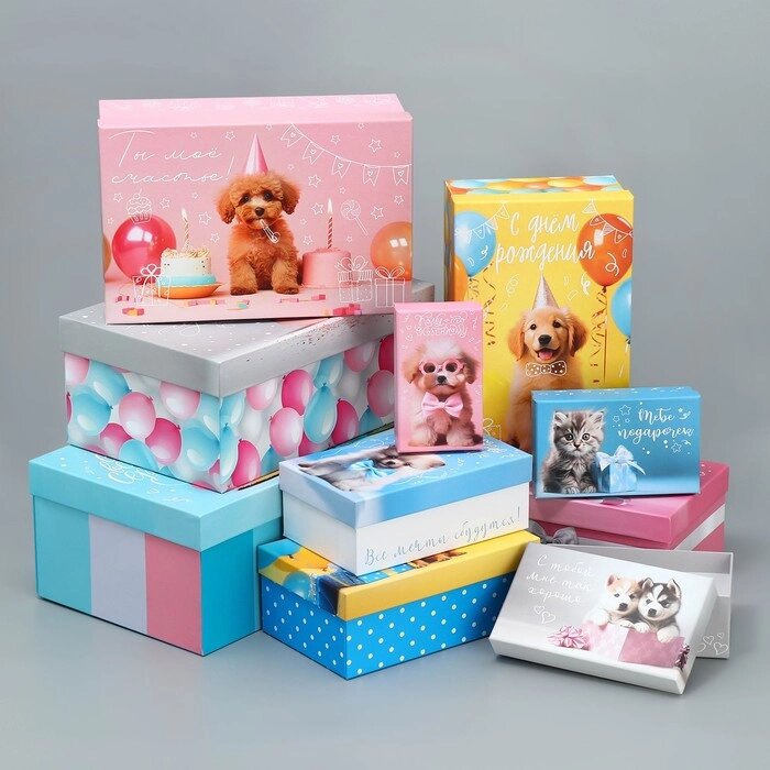 Набор коробок 10 в 1, упаковка подарочная, «Милые пожелания», 12 х 7 х 4 - 32.5 х 20 х 12.5 см от компании Интернет - магазин Flap - фото 1