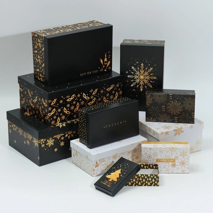 Набор коробок 10 в 1 «Золотой», 12 х 7 х 4‒32.5  20  12.5 см от компании Интернет - магазин Flap - фото 1