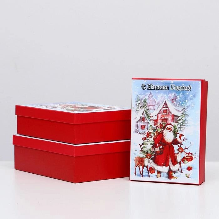Набор коробок 3 в 1 "С Новым Годом!", 21 х 29 х 9 - 18 х 26 х 6 см от компании Интернет - магазин Flap - фото 1